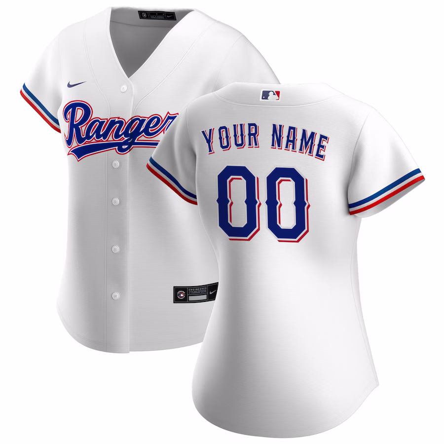 Women's Texas Rangers Nike White Home Replica Custom Jersey - Puhuasuan