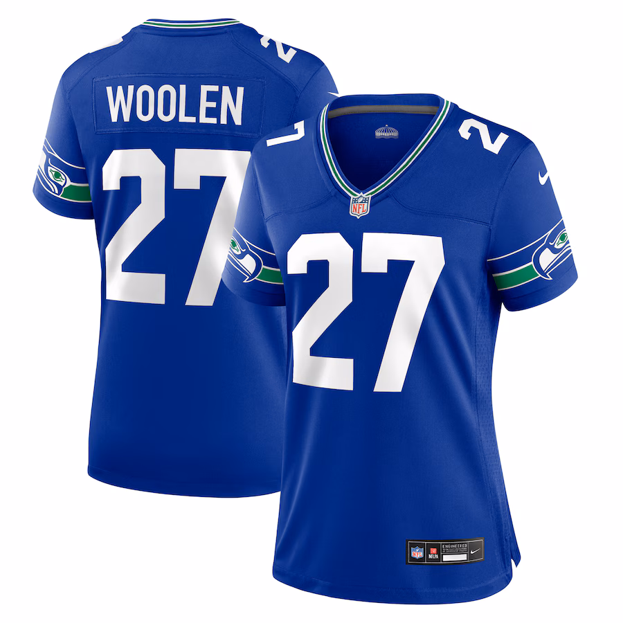 Women's Seattle Seahawks Tariq Woolen Nike Royal Throwback Player Game Jersey - Puhuasuan