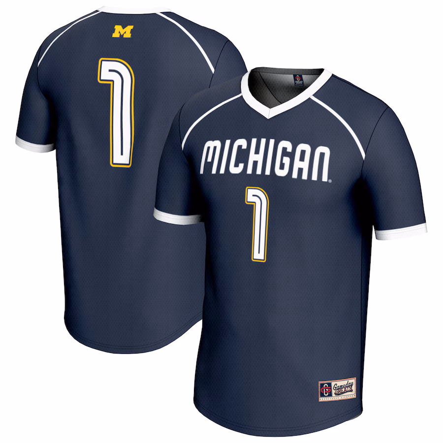 Youth GameDay Greats #1 Navy Michigan Wolverines Lightweight Women's Lacrosse Fashion Jersey - Puhuasuan