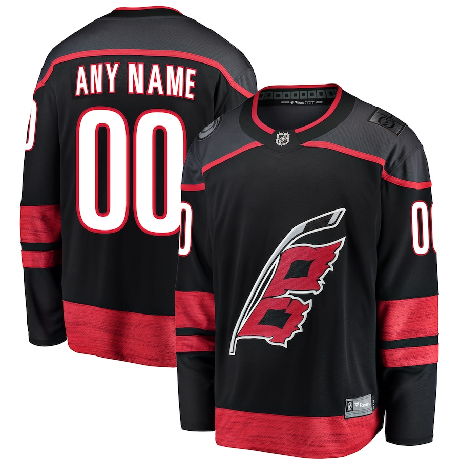 Men's Carolina Hurricanes Fanatics Black Home Breakaway Custom Jersey - Puhuasuan
