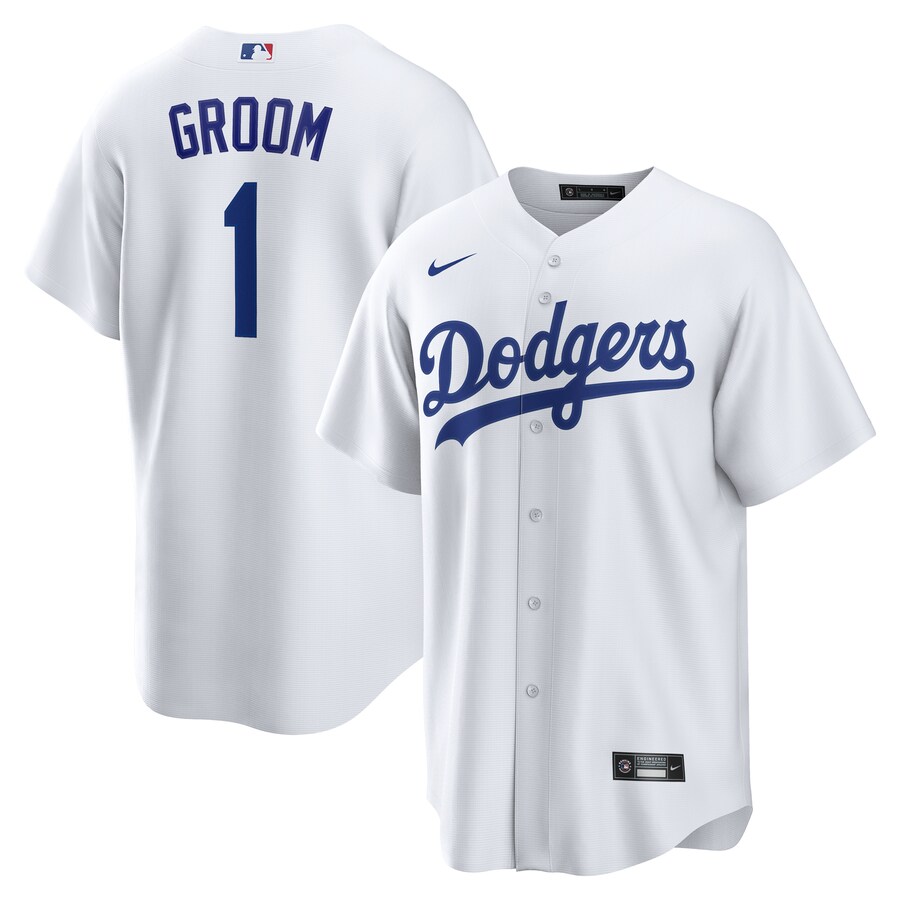Men's Los Angeles Dodgers Nike White #1 Groom Home Replica Jersey - Puhuasuan