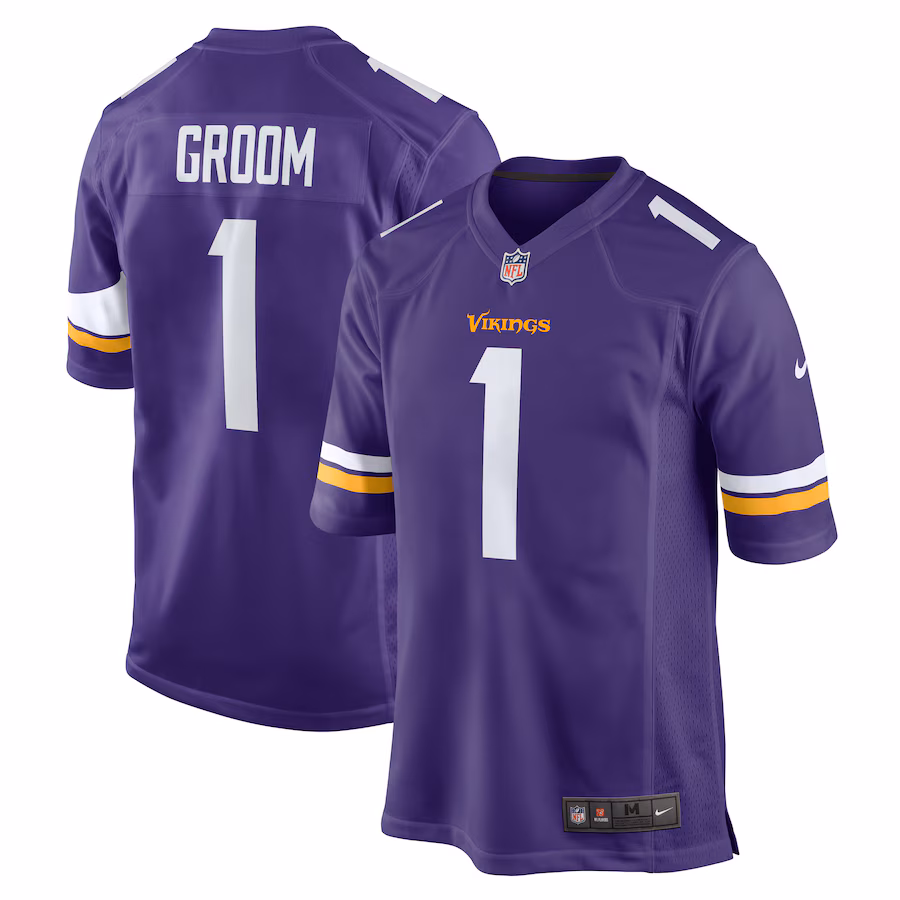 Men's Minnesota Vikings Number 1 Groom Nike Purple Game Jersey - Puhuasuan
