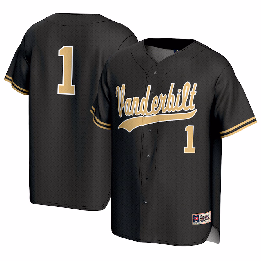 Youth GameDay Greats #1 Black Vanderbilt Commodores Baseball Lightweight Fashion Jersey - Puhuasuan