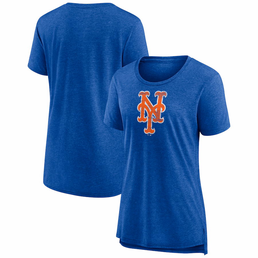 Women's New York Mets Royal Weathered Official Logo Tri-Blend T-Shirt - Puhuasuan