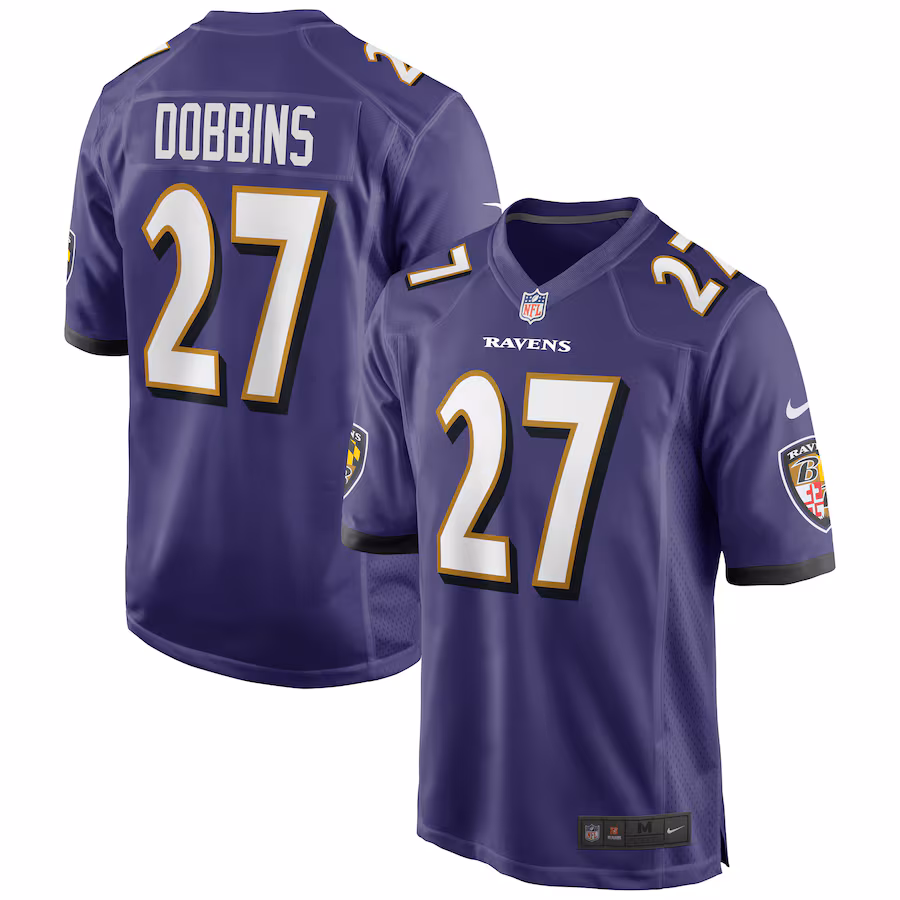 Men's Baltimore Ravens J.K. Dobbins Nike Purple Game Jersey - Puhuasuan