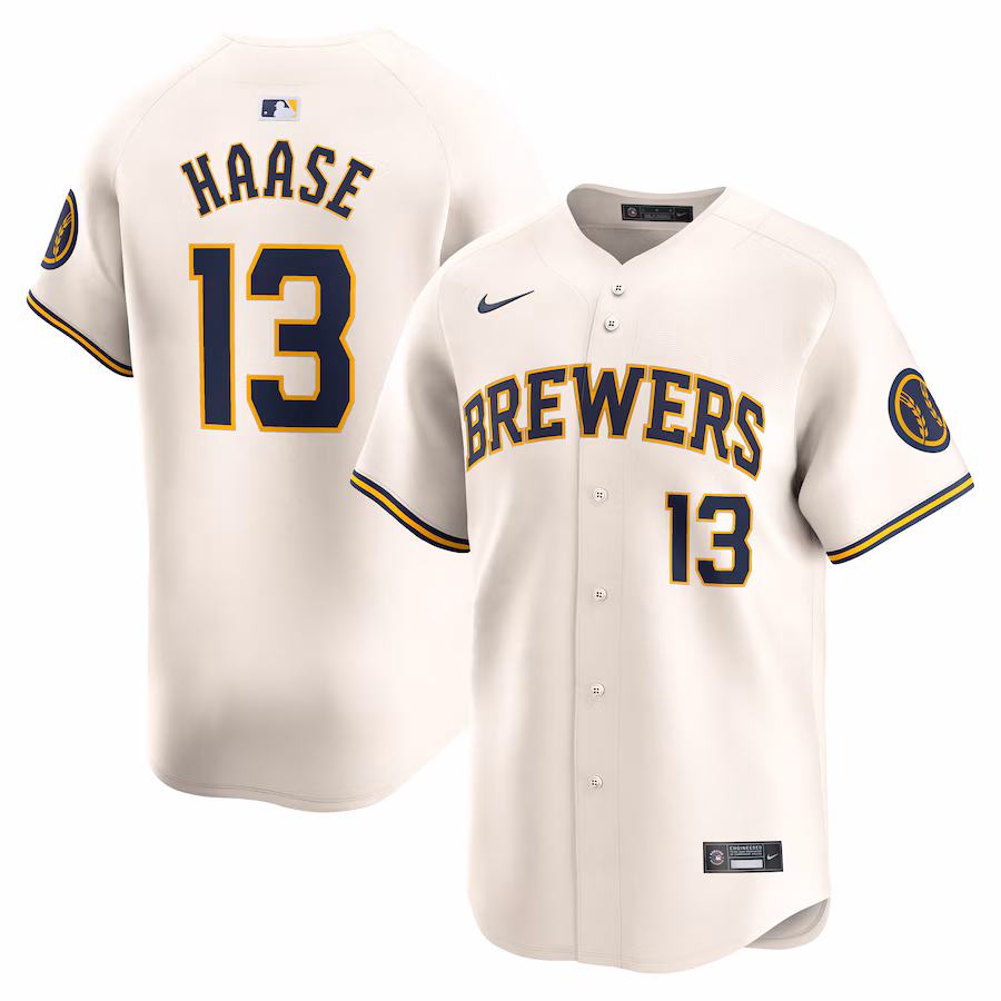 Men's Milwaukee Brewers Eric Haase Nike Cream Home Limited Player Jersey - Puhuasuan