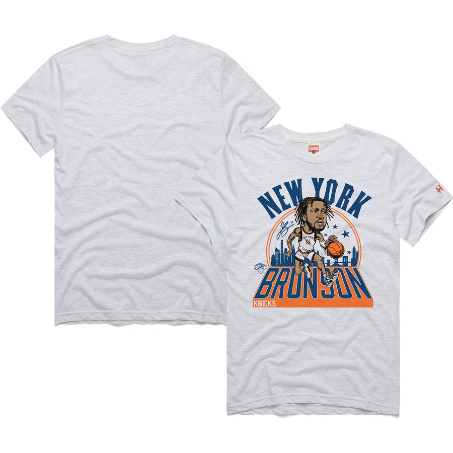 Unisex New York Knicks Jalen Brunson Homage Ash 2024/25 City Edition Caricature Tri-Blend T-Shirt - Puhuasuan