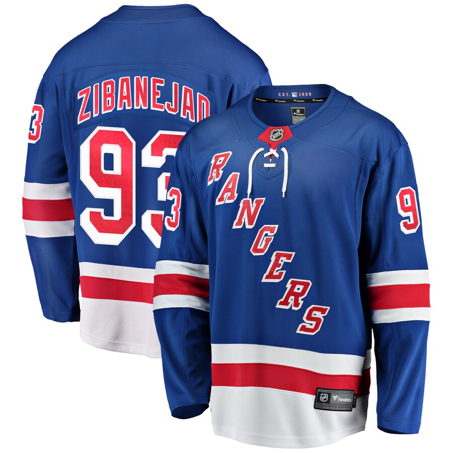 Men's New York Rangers Mika Zibanejad Fanatics Branded Blue Home Breakaway Player Game Jersey - Puhuasuan