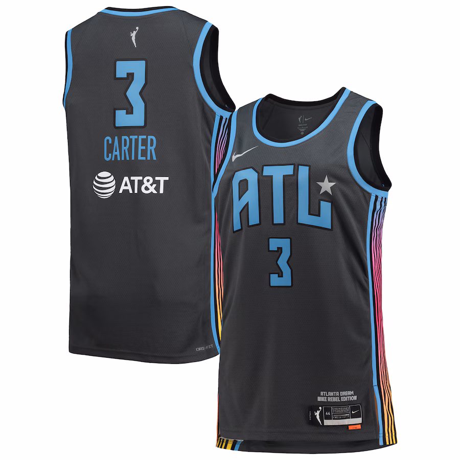 Women's Atlanta Dream Chennedy Carter Nike Black 2021 Rebel Edition Victory Player Jersey - Puhuasuan