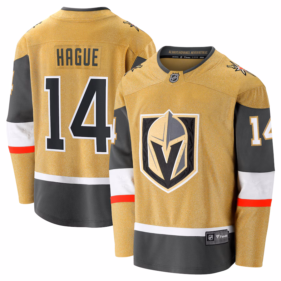 Men's Vegas Golden Knights Nicolas Hague Fanatics Gold Home Premier Breakaway Player Jersey - Puhuasuan