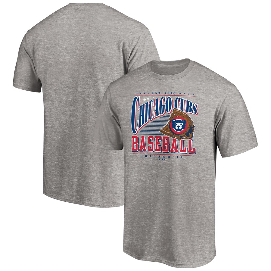 Men's Chicago Cubs Heather Gray Cooperstown Collection Winning Time T-Shirt - Puhuasuan