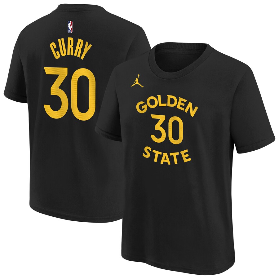Youth Golden State Warriors Stephen Curry Jordan Brand Black Statement Name & Number T-Shirt - Puhuasuan