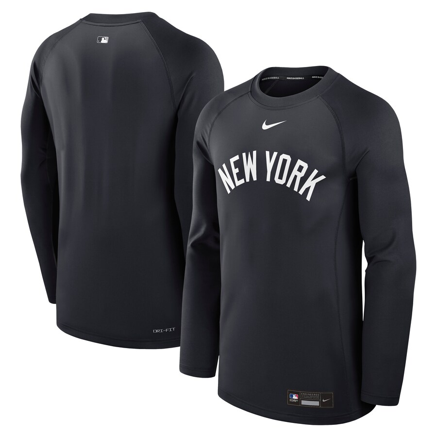 Men's New York Yankees Nike Navy Authentic Collection Game Time Raglan Performance Long Sleeve T-Shirt - Puhuasuan