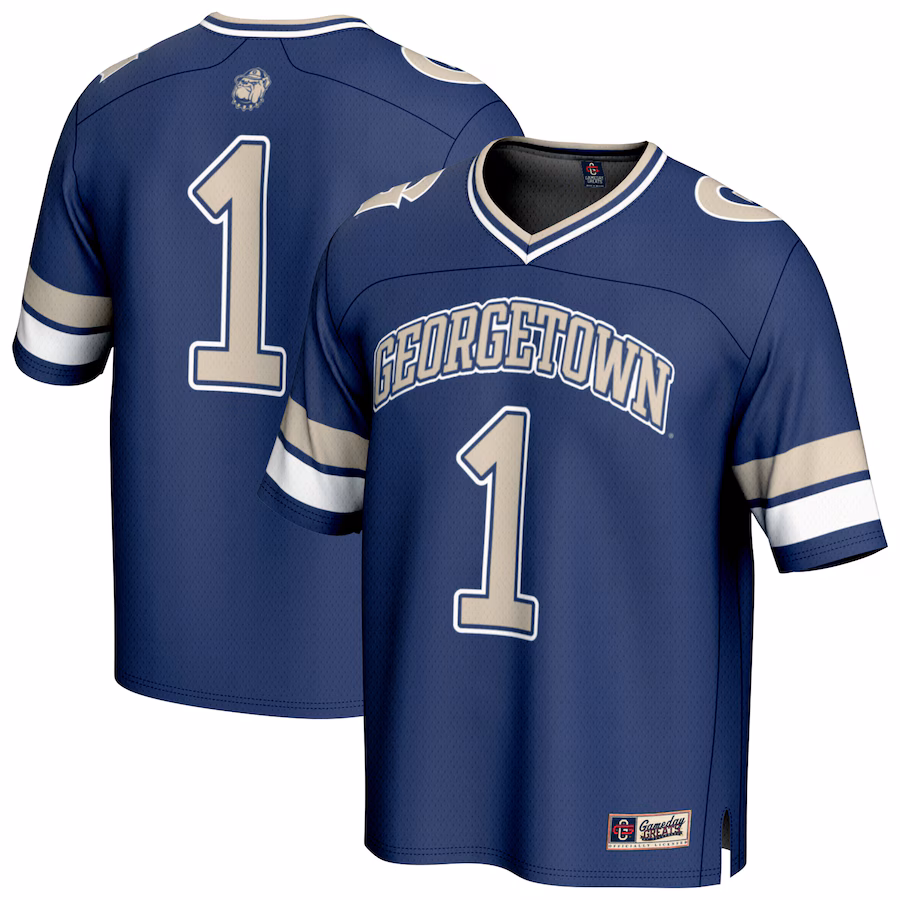 GameDay Greats #1 Navy Georgetown Hoyas Lightweight Collegiate Football Fashion Jersey - Puhuasuan