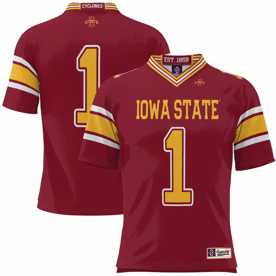 Men's GameDay Greats #1 Cardinal Iowa State Cyclones Football Jersey - Puhuasuan