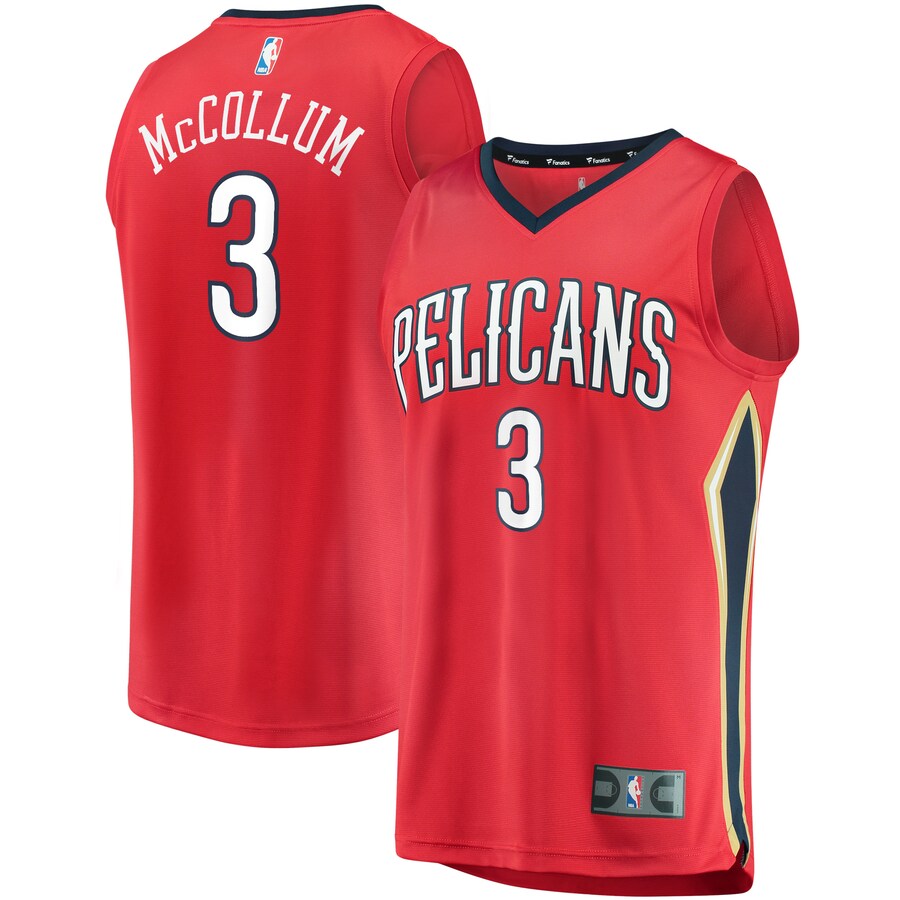 Men's New Orleans Pelicans C.J. McCollum Fanatics Red Fast Break Replica Player Jersey - Statement Edition - Puhuasuan