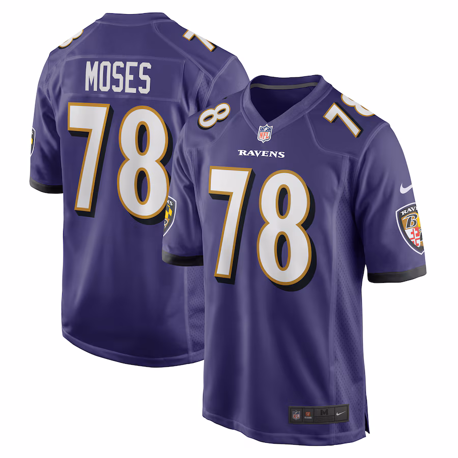 Men's Baltimore Ravens Morgan Moses Nike Purple Game Player Jersey - Puhuasuan