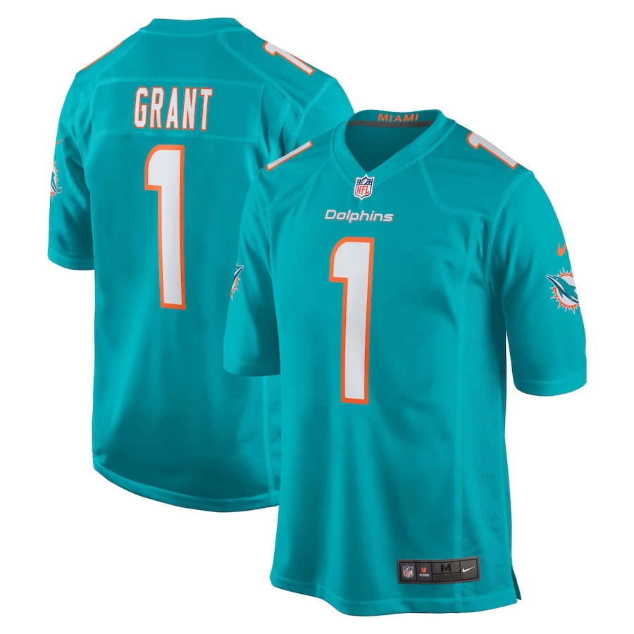 Men's Miami Dolphins Kenneth Grant Nike Aqua 2025 NFL Draft First Round Pick  Game Jersey - Puhuasuan