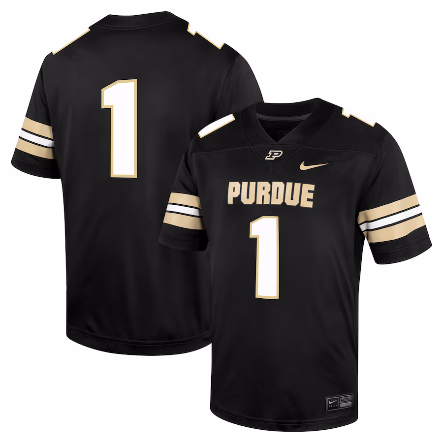 Men's Nike #1 Black Purdue Boilermakers Untouchable Football Jersey - Puhuasuan