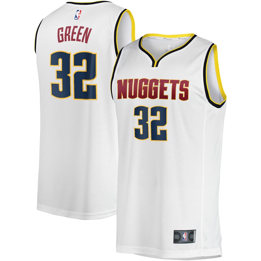 Men's Denver Nuggets Jeff Green Fanatics White Fast Break Player Jersey - Association Edition - Puhuasuan