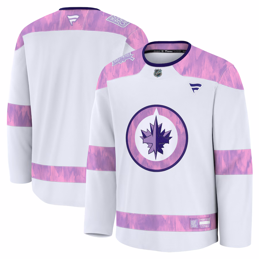 Men's Winnipeg Jets Fanatics White 2024 Hockey Fights Cancer Practice Jersey - Puhuasuan