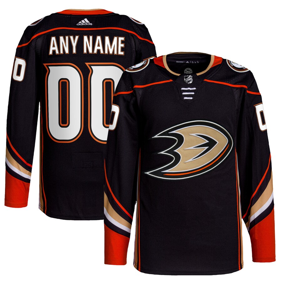 Men's Anaheim Ducks adidas Black Home Authentic Pro Custom Jersey - Puhuasuan