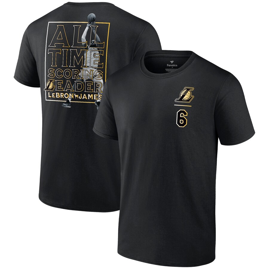 Men's Los Angeles Lakers LeBron James Black - NBA All-Time Scoring Record T-Shirt - Puhuasuan