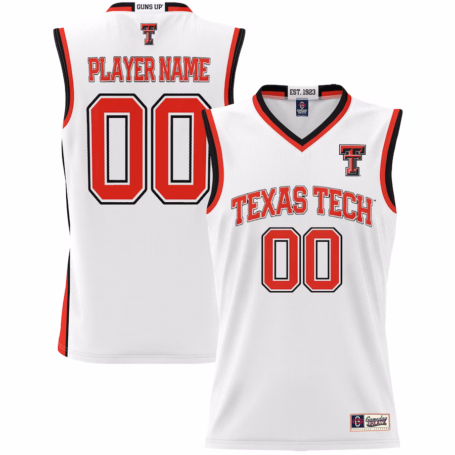 Texas Tech Red Raiders GameDay Greats Unisex  Lightweight NIL Pick-A-Player Basketball Jersey - White - Puhuasuan
