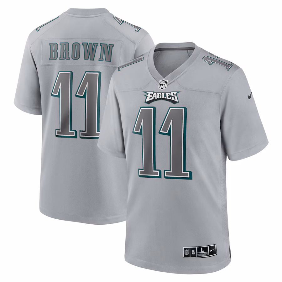 Men's Philadelphia Eagles A.J. Brown Nike Gray Atmosphere Fashion Game Jersey - Puhuasuan