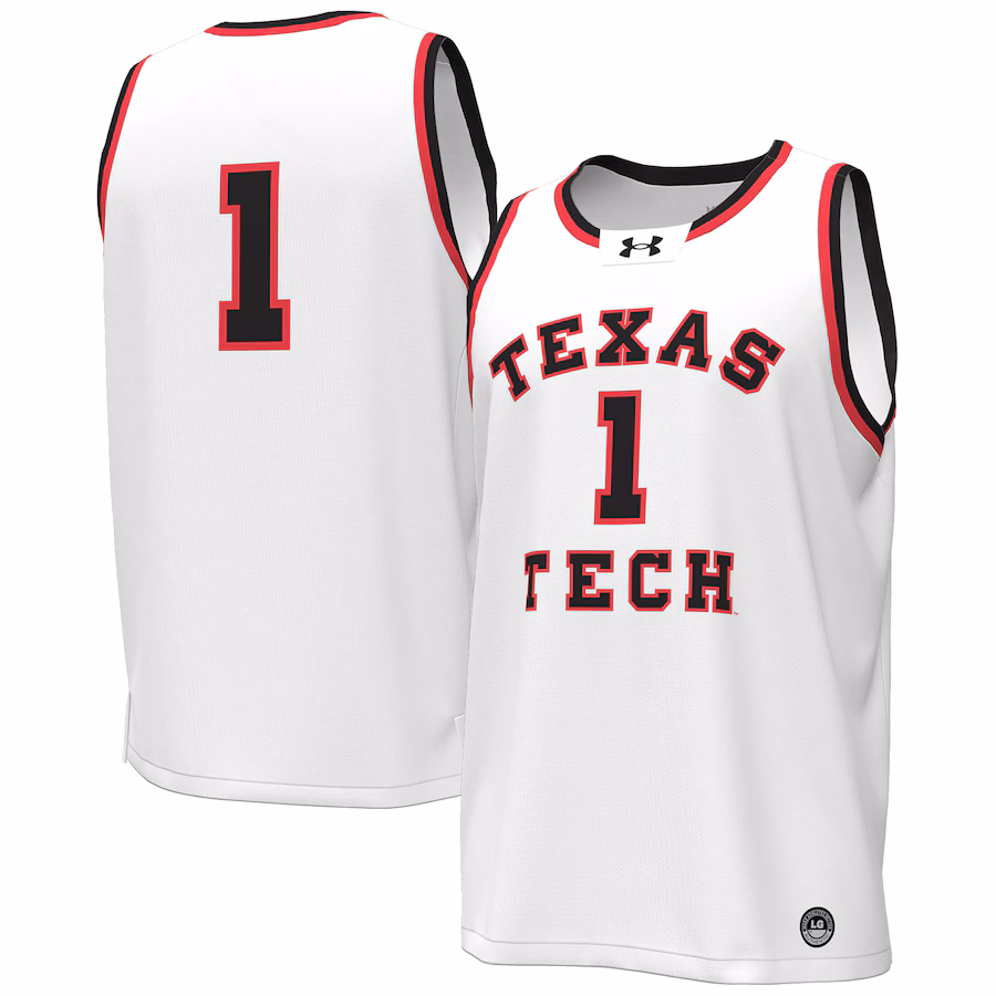 Men's Under Armour #1 White Texas Tech Red Raiders Throwback Replica Basketball Jersey - Puhuasuan