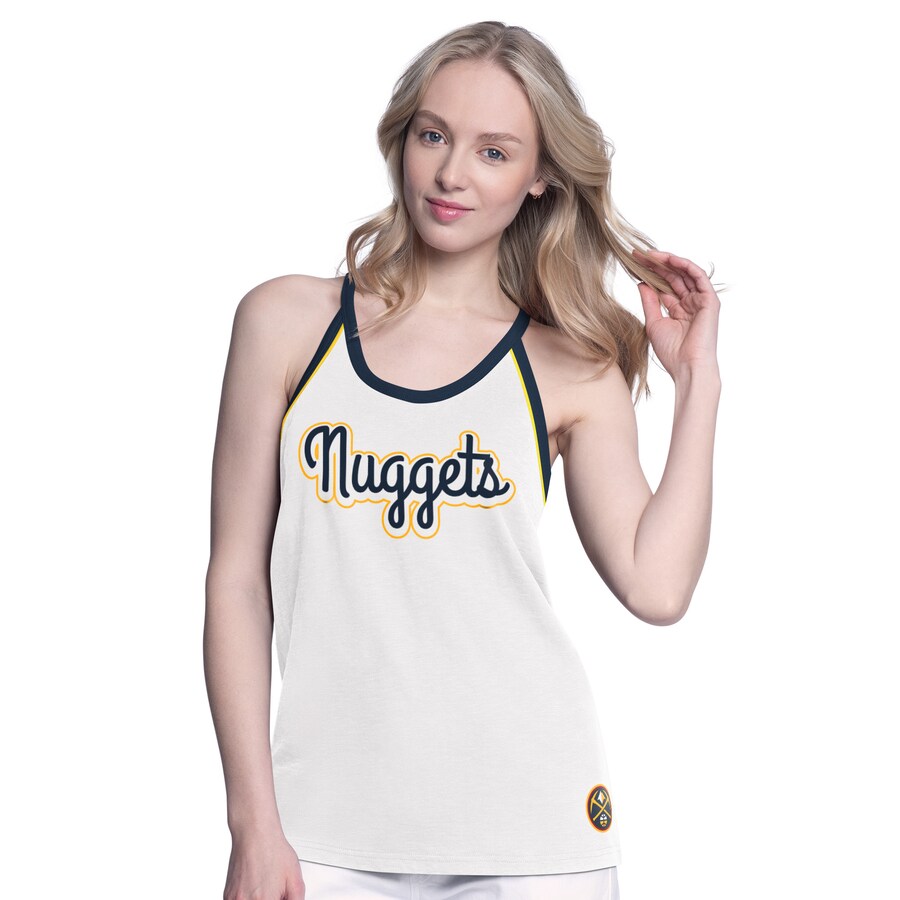 Women's Denver Nuggets G-III 4Her by Carl Banks White Curveball Racerback Tank Top - Puhuasuan