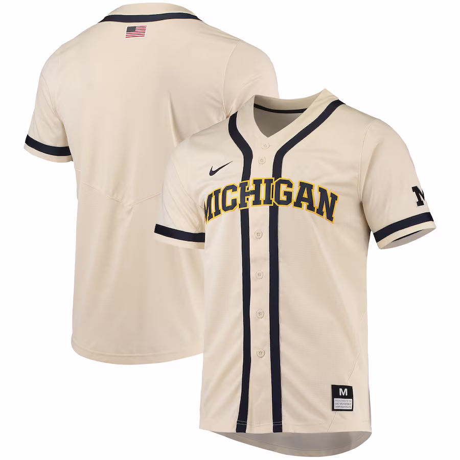 Michigan Wolverines Nike Replica Baseball Jersey - Natural - Puhuasuan