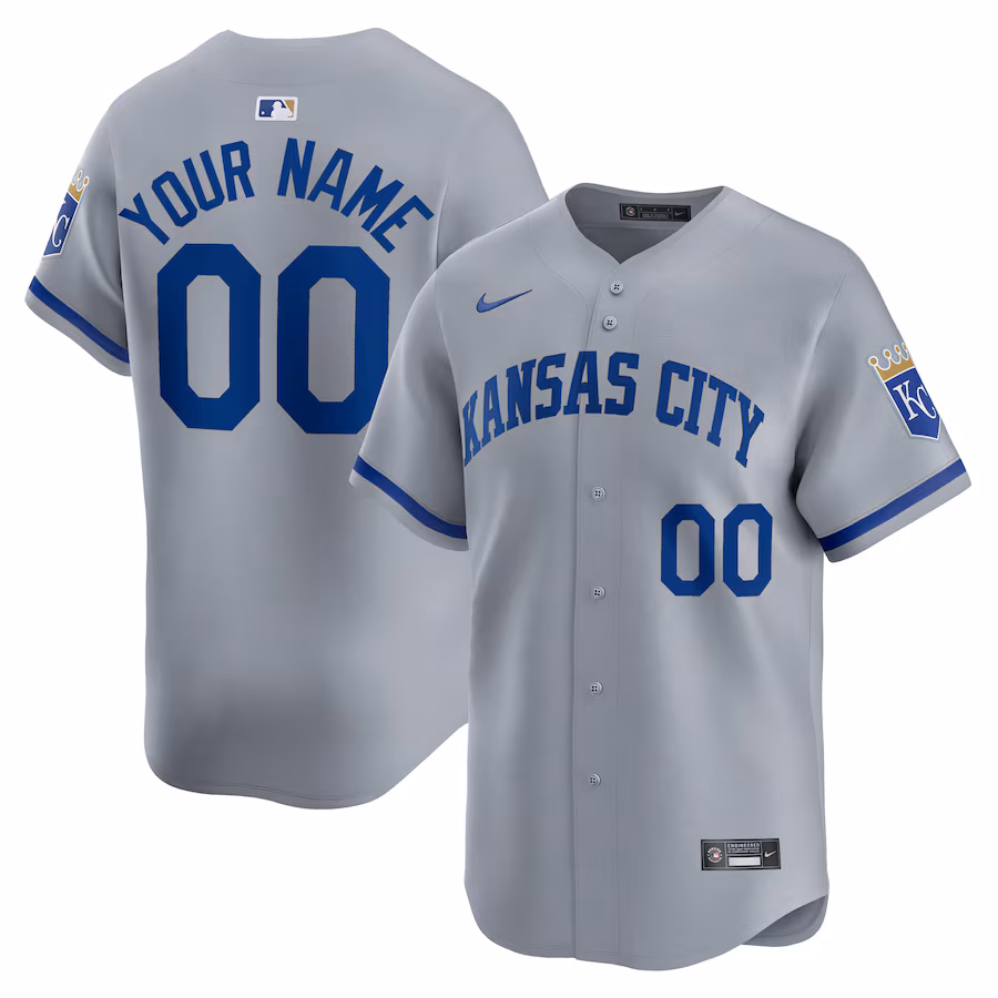 Men's Kansas City Royals  Nike Gray Away Limited Custom Jersey - Puhuasuan