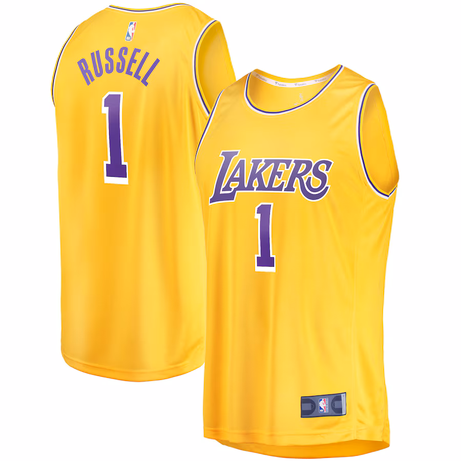 Men's Los Angeles Lakers D'Angelo Russell Fanatics Gold Fast Break Player Jersey - Icon Edition - Puhuasuan