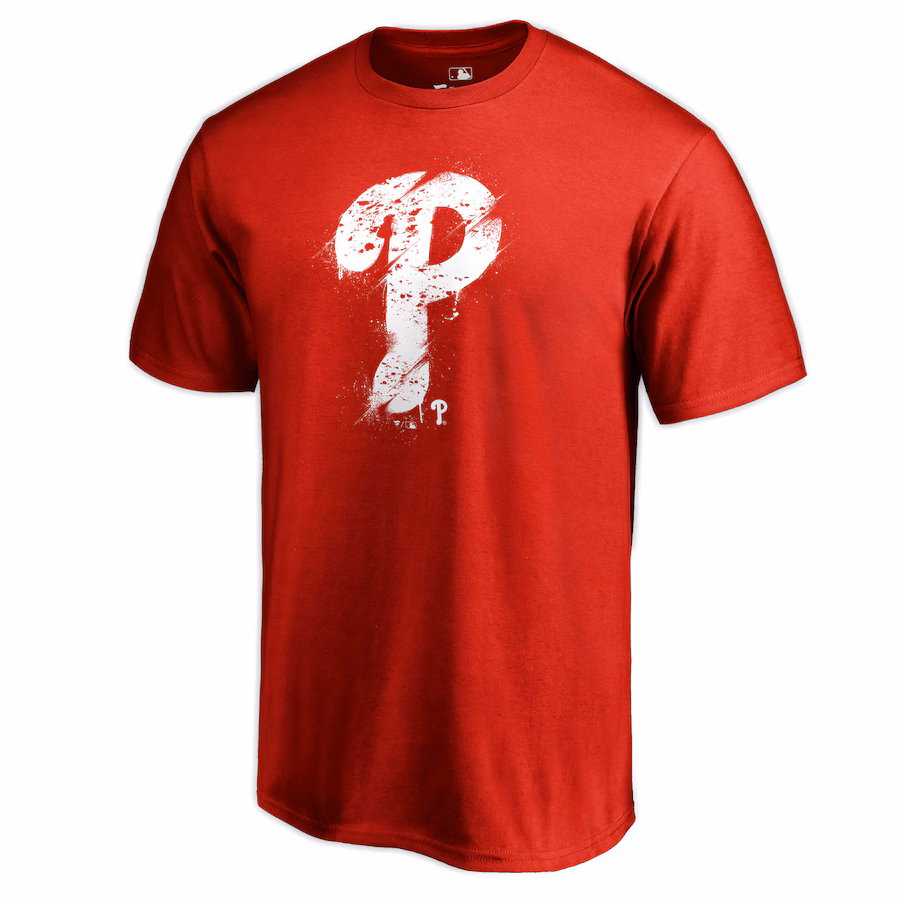 Men's Philadelphia Phillies Red Splatter Logo T-Shirt - Puhuasuan