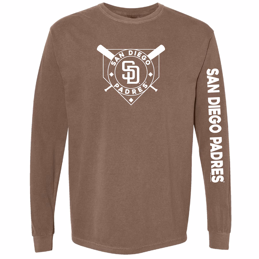 Women's San Diego Padres Soft as a Grape Brown Pigment Dye Long Sleeve T-Shirt - Puhuasuan