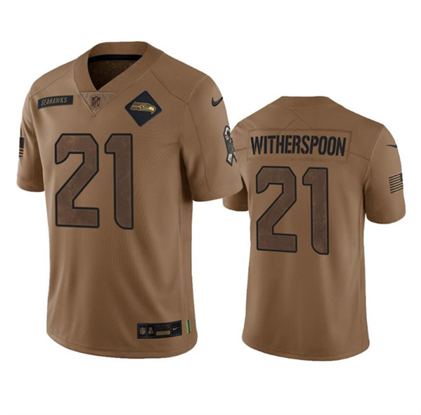 Men's Seattle Seahawks #21 Devon Witherspoon 2023 Brown Salute To Service Limited Football Stitched Jersey - Puhuasuan