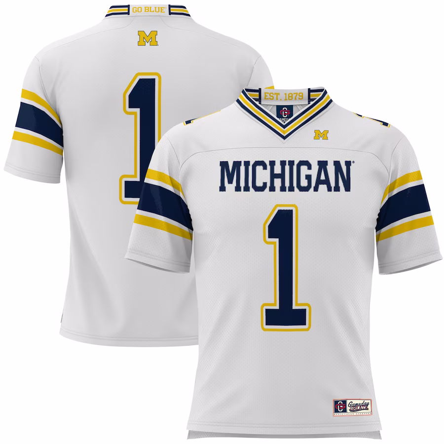 #1 Michigan Wolverines GameDay Greats Football Jersey - White - Puhuasuan