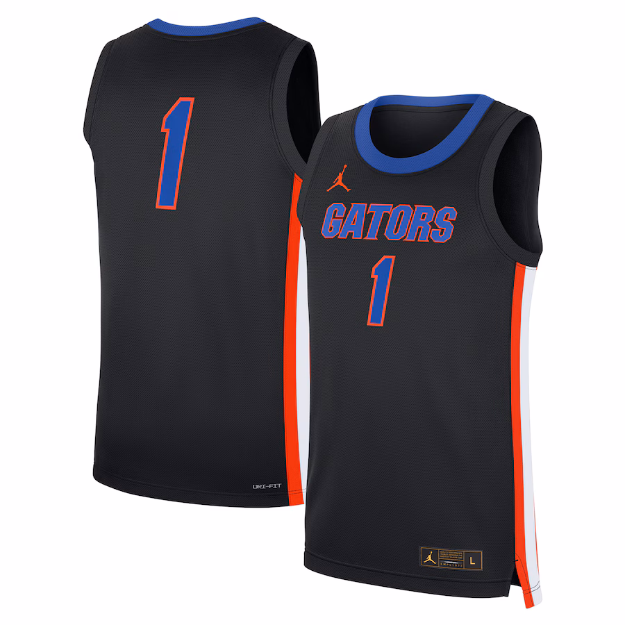 Men's Jordan Brand #1 Black Florida Gators Alternate Replica Jersey - Puhuasuan