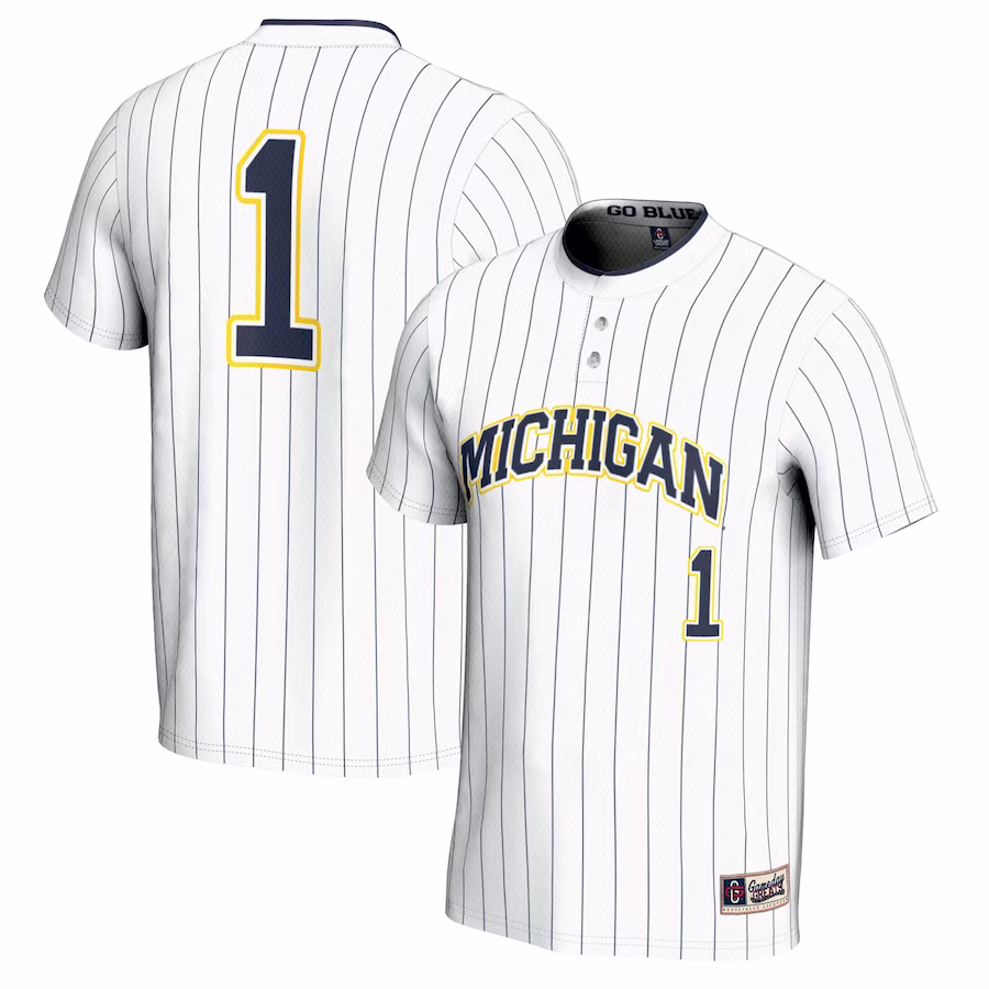 #1 Michigan Wolverines GameDay Greats Unisex Lightweight Softball Jersey - White - Puhuasuan