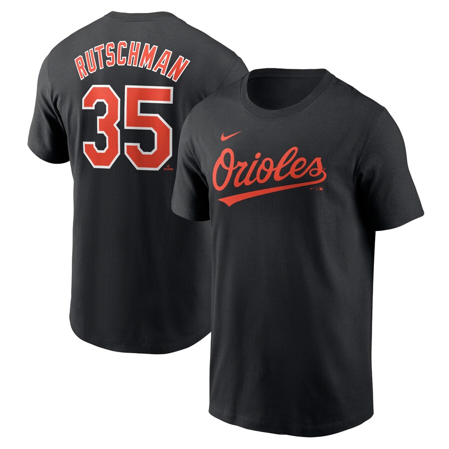 Men's Baltimore Orioles Adley Rutschman Nike Black Fuse Name & Number T-Shirt - Puhuasuan