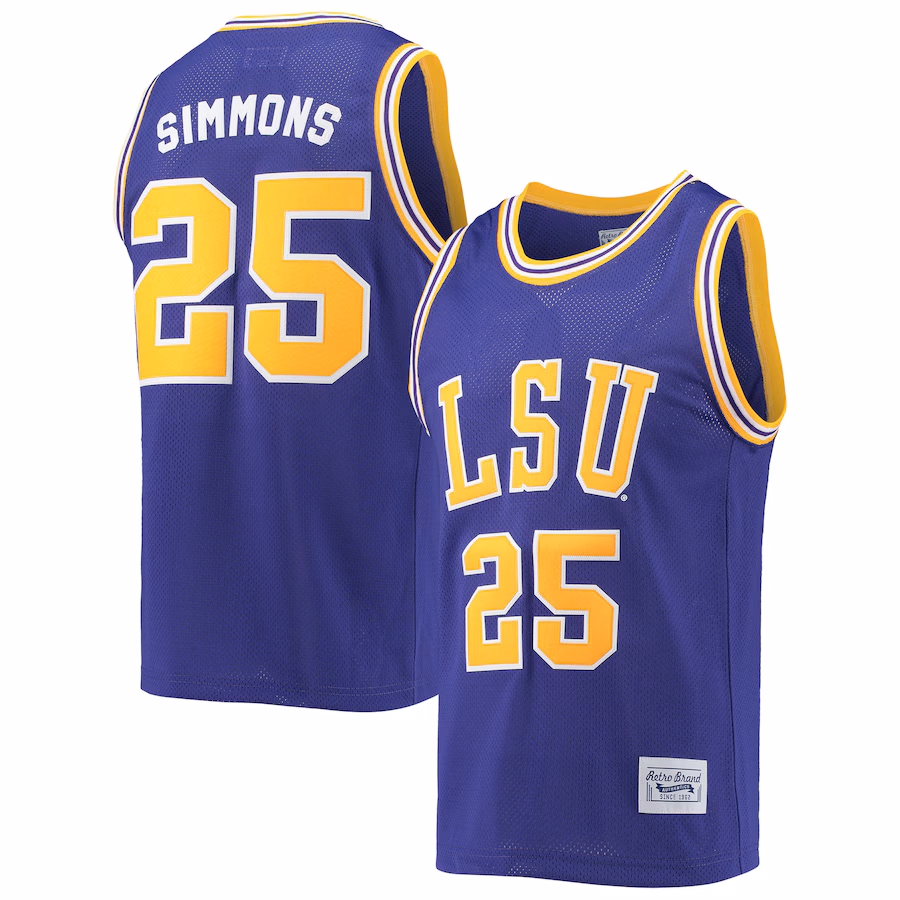 Ben Simmons LSU Tigers Original Retro Brand Commemorative Classic Basketball Jersey - Purple - Puhuasuan