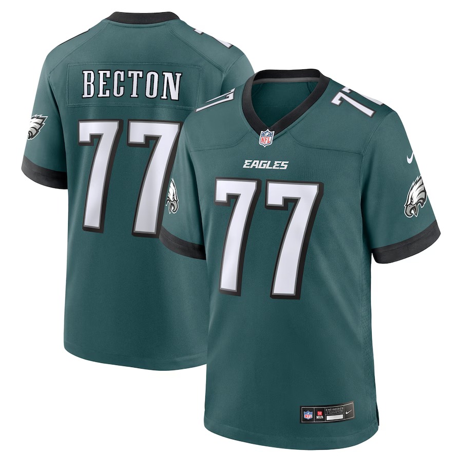 Men's Philadelphia Eagles Mekhi Becton Nike Midnight Green Team Game Jersey - Puhuasuan