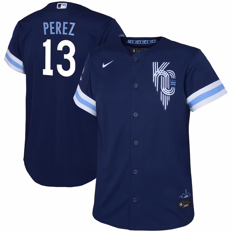 Toddler Kansas City Royals Salvador Perez Nike Navy City Connect Replica Player Jersey - Puhuasuan