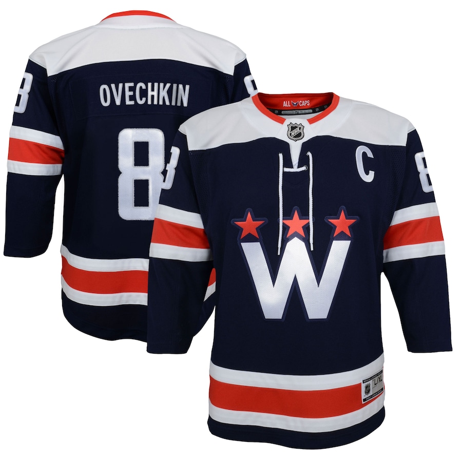 Youth Washington Capitals Alexander Ovechkin Navy 2020/21 Alternate Premier Player Jersey - Puhuasuan