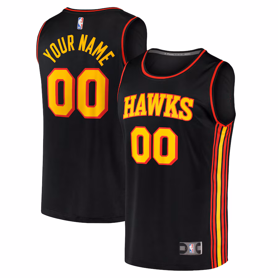 Men's Atlanta Hawks Fanatics Black Fast Break Replica Custom Jersey - Statement Edition - Puhuasuan