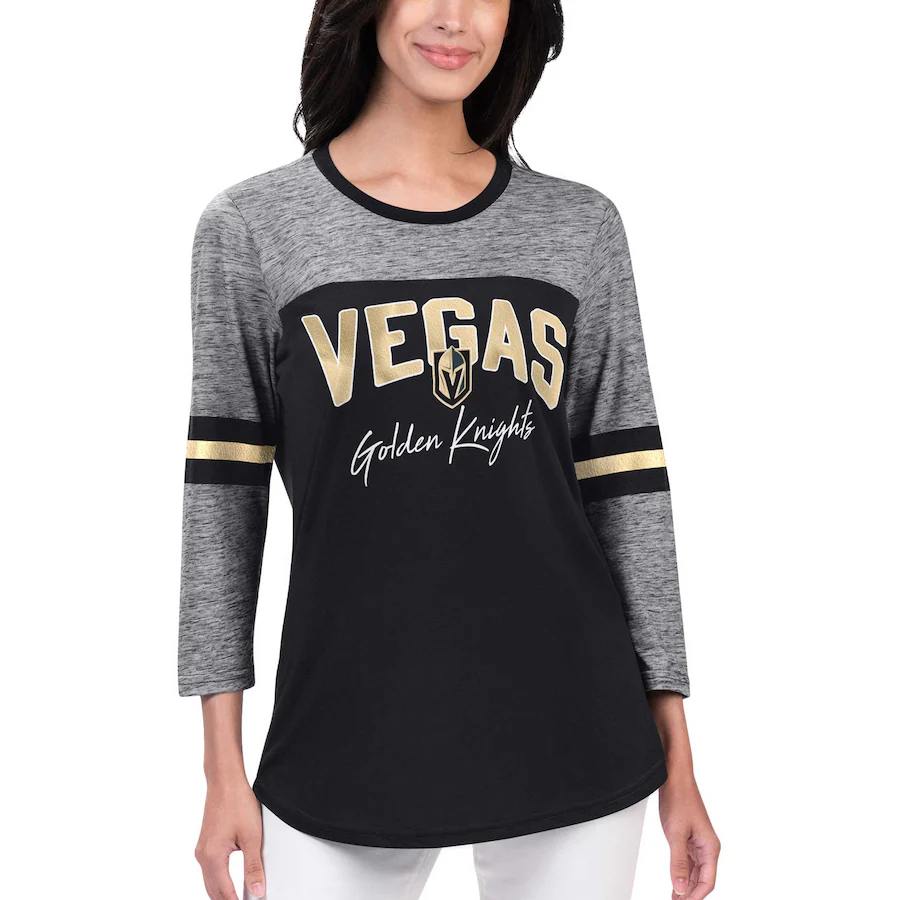 Women's Vegas Golden Knights G-III 4Her by Carl Banks Black Play The Game 3/4-Sleeve T-Shirt - Puhuasuan