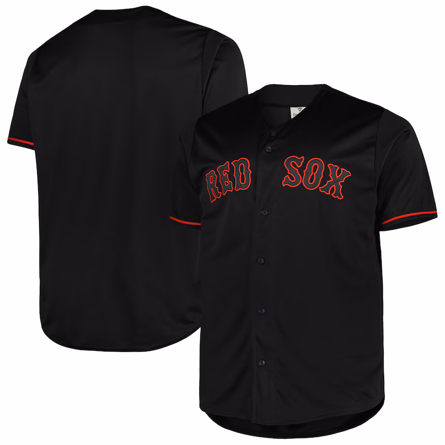 Men's Boston Red Sox Black Big & Tall Pop Fashion Jersey - Puhuasuan