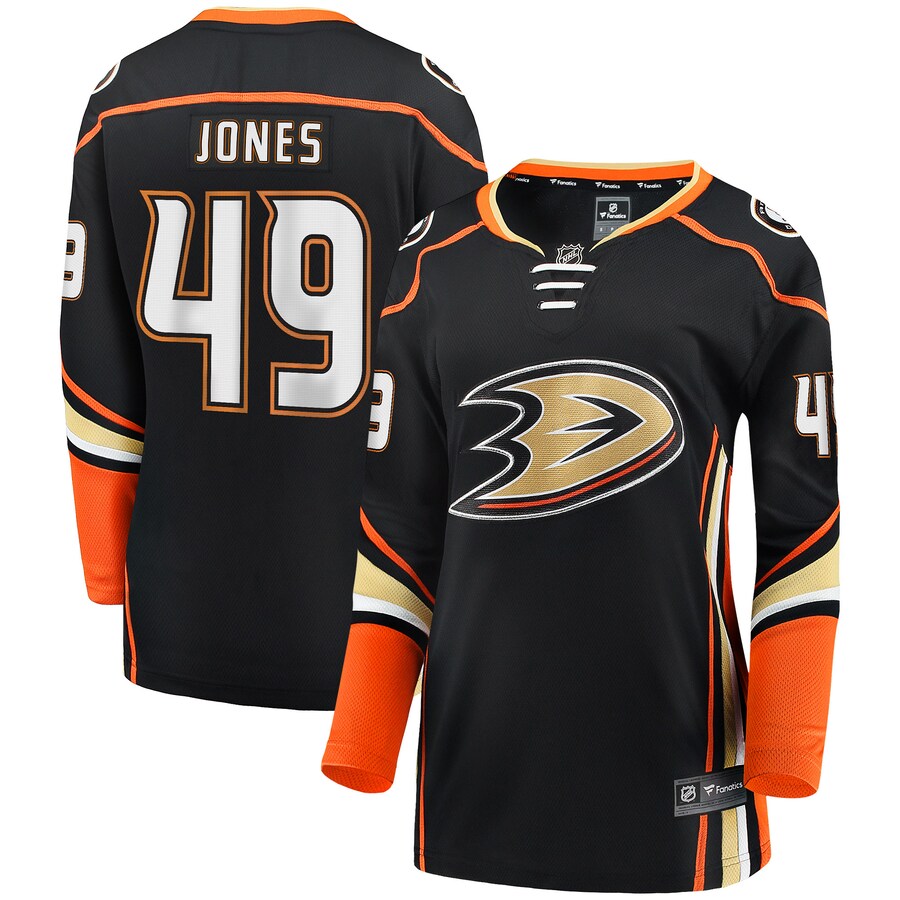 Women's Anaheim Ducks Max Jones Fanatics Branded Black Home Breakaway Player Jersey - Puhuasuan