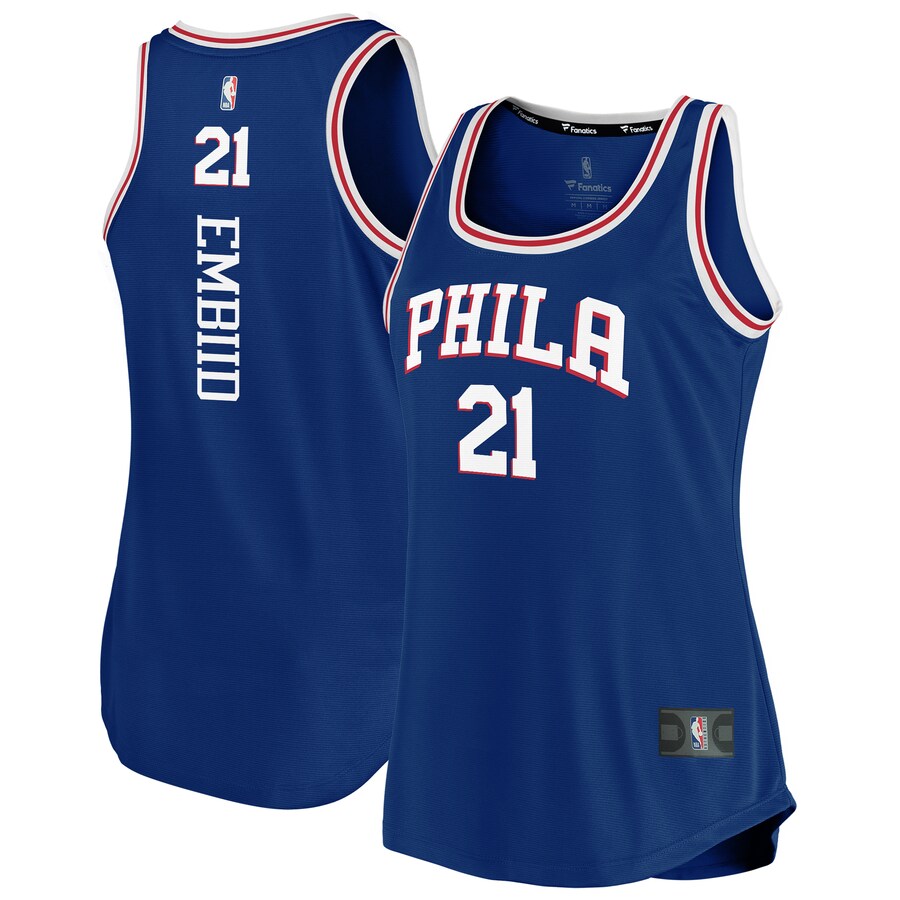 Women's Philadelphia 76ers Joel Embiid Fanatics Royal Fast Break Team Tank Jersey - Icon Edition - Puhuasuan